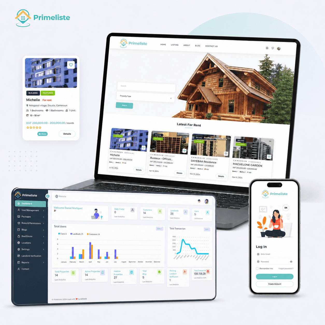 Primeliste - rental application platform project screenshot